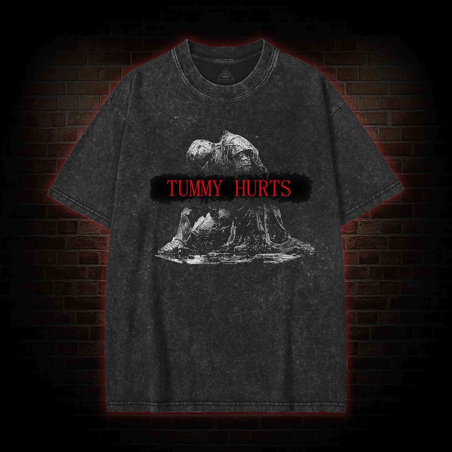 Retro Tummy Hurts Washed T-shirt