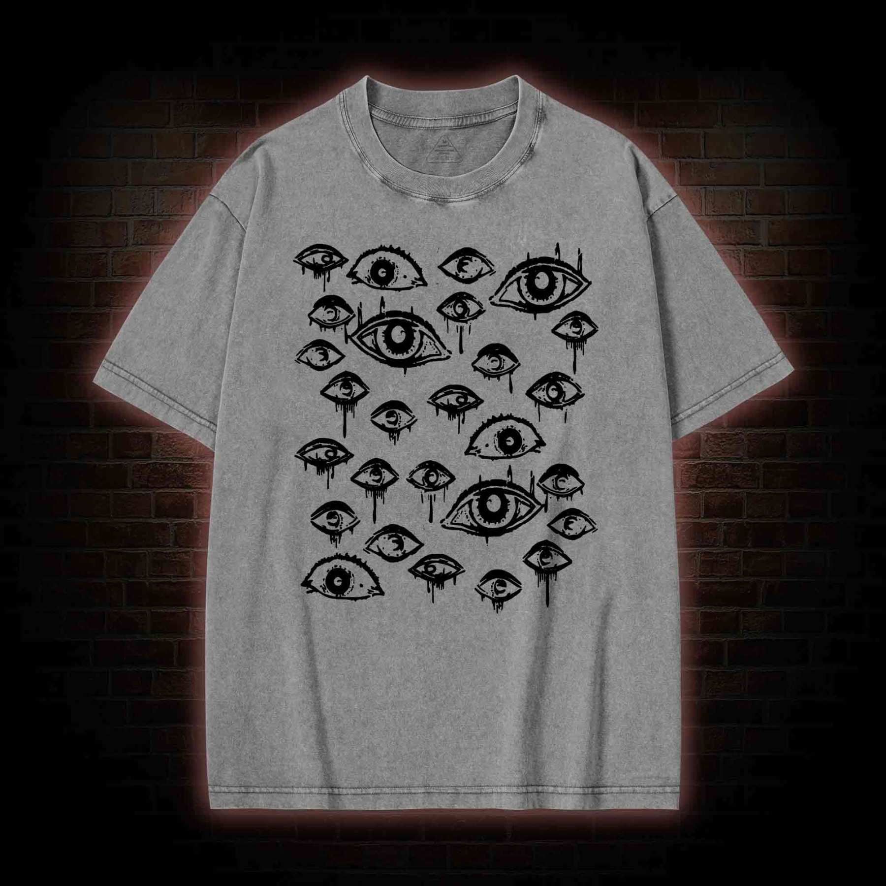 Grunge Eyeball Weird Washed T-shirt