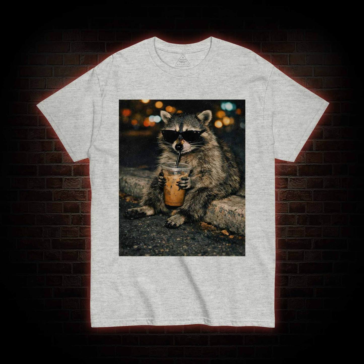 Funny Raccoon Drinking Iced Coffee T-shirt
