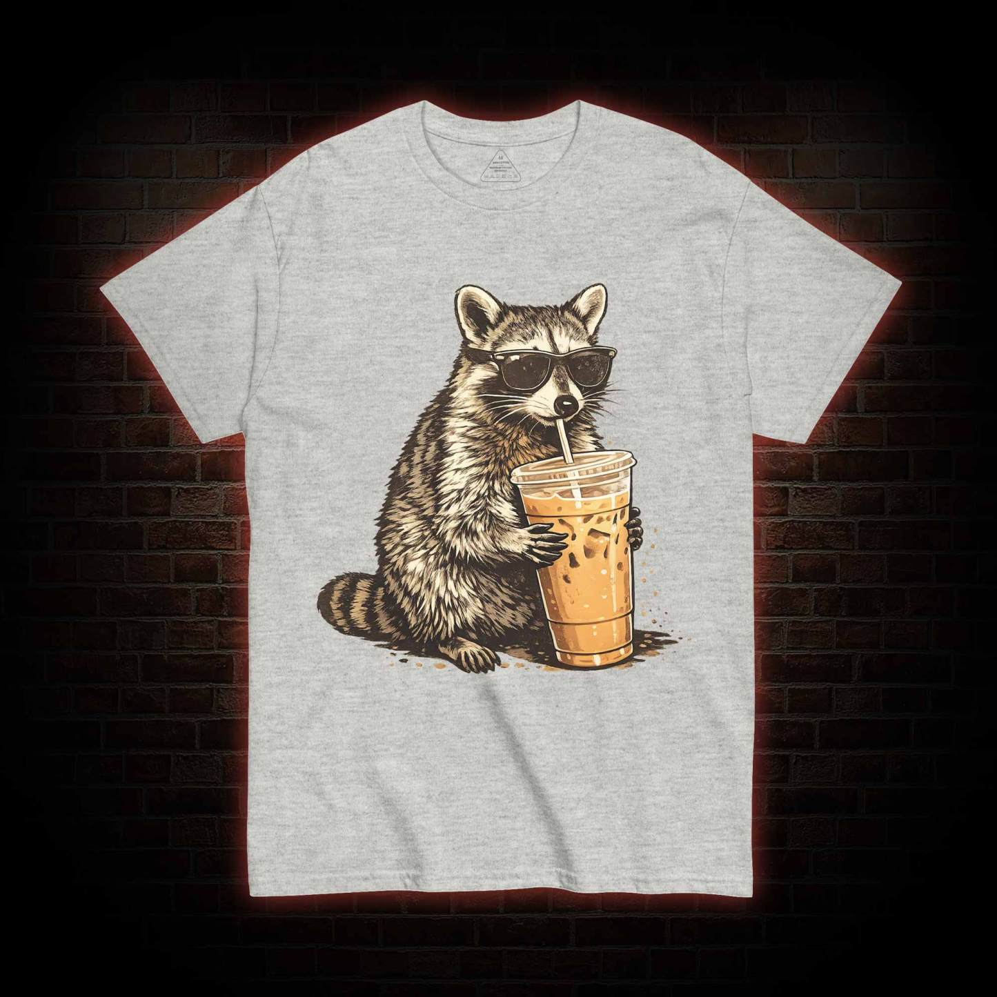 Raccoon Drinking Iced Coffee T-shirt