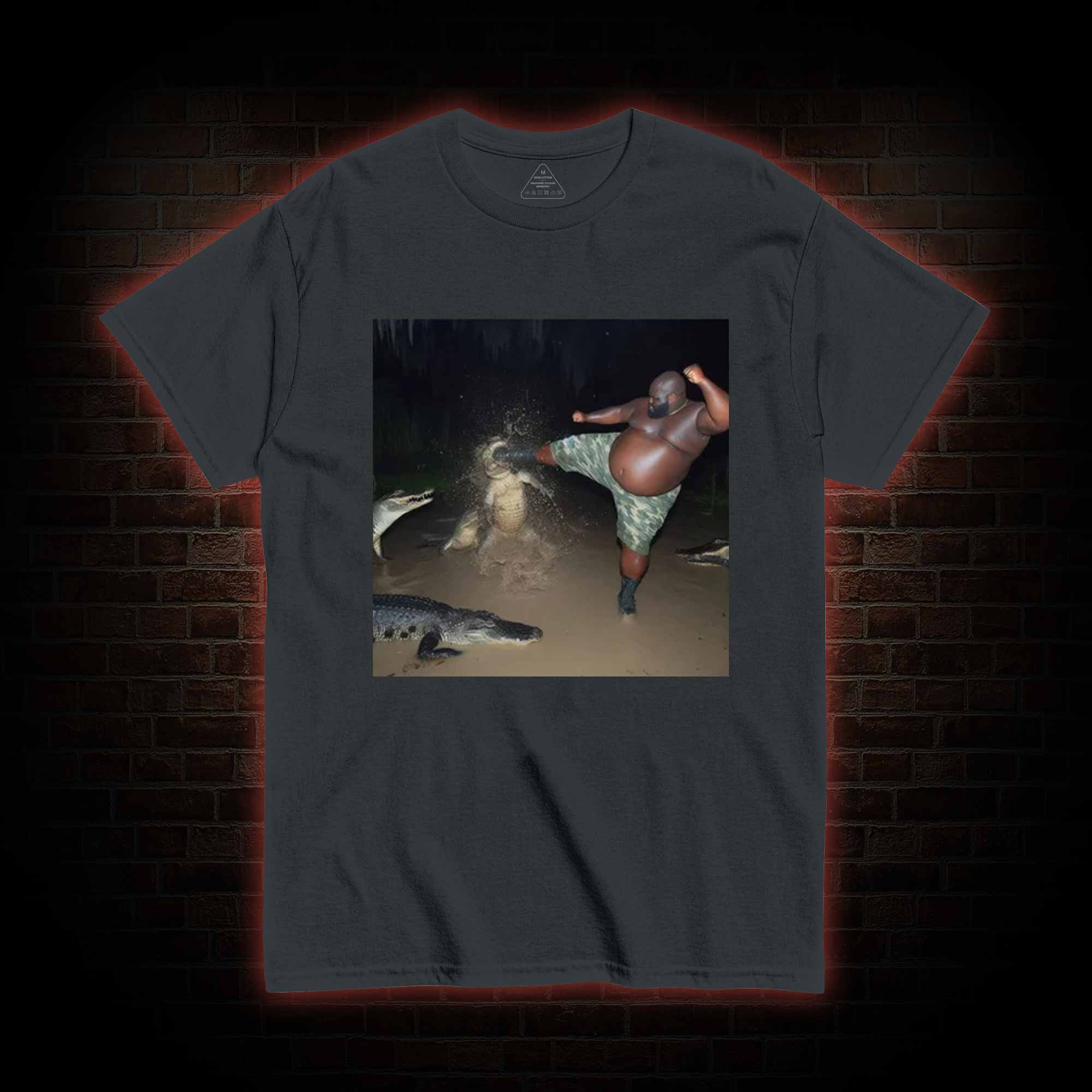 Black Guy Kick Alligator in Swamp T-shirt