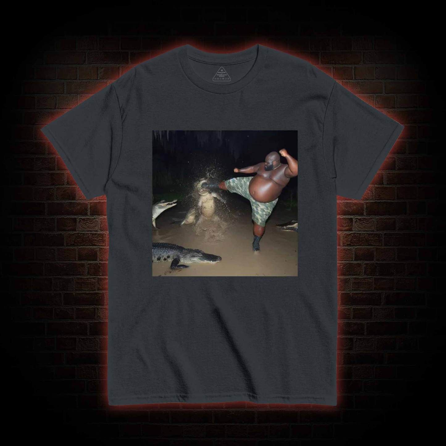 Black Guy Kick Alligator in Swamp T-shirt