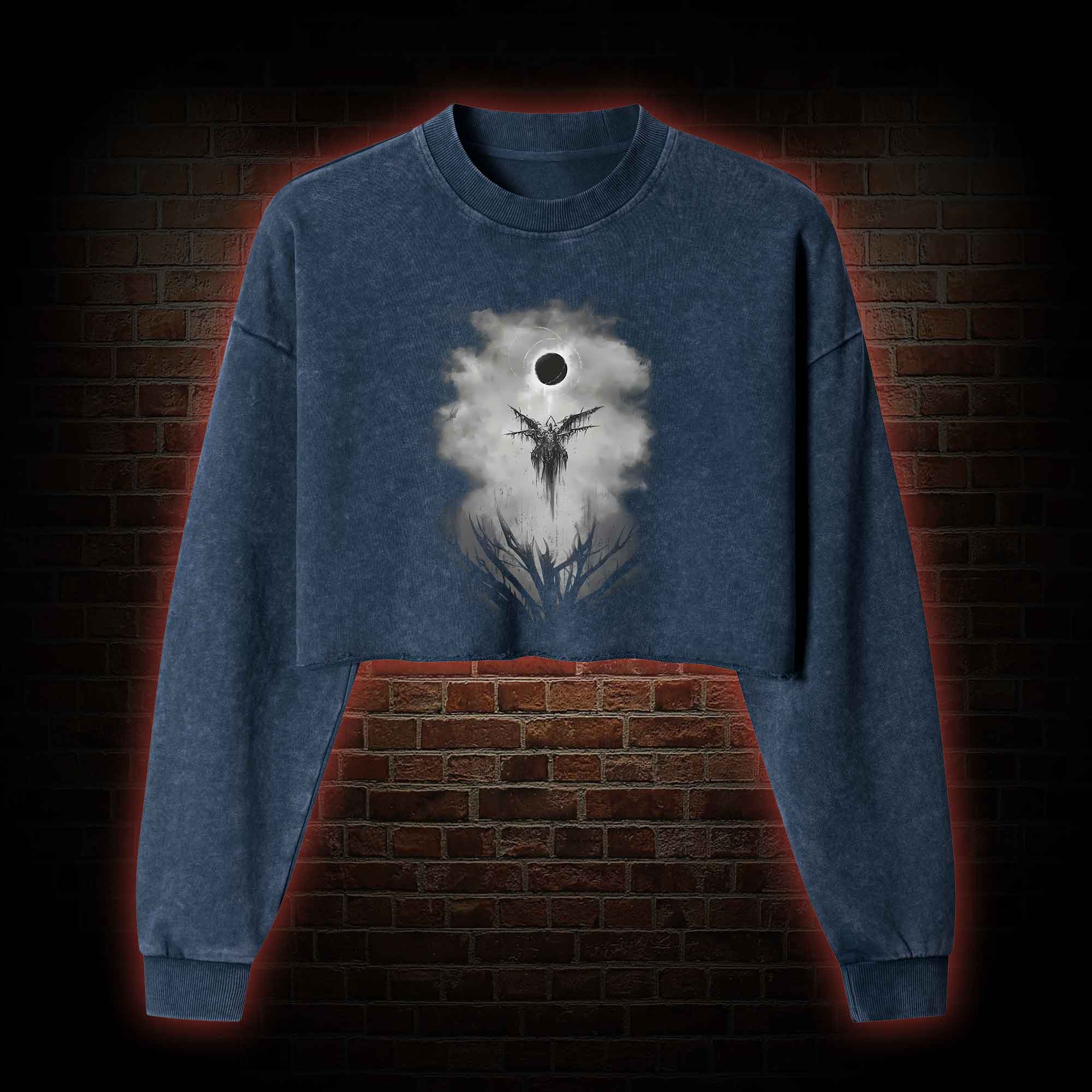 Angel of Death Washed Cropped Sweatshirts