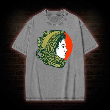 Retro Style Alien Washed T-shirt