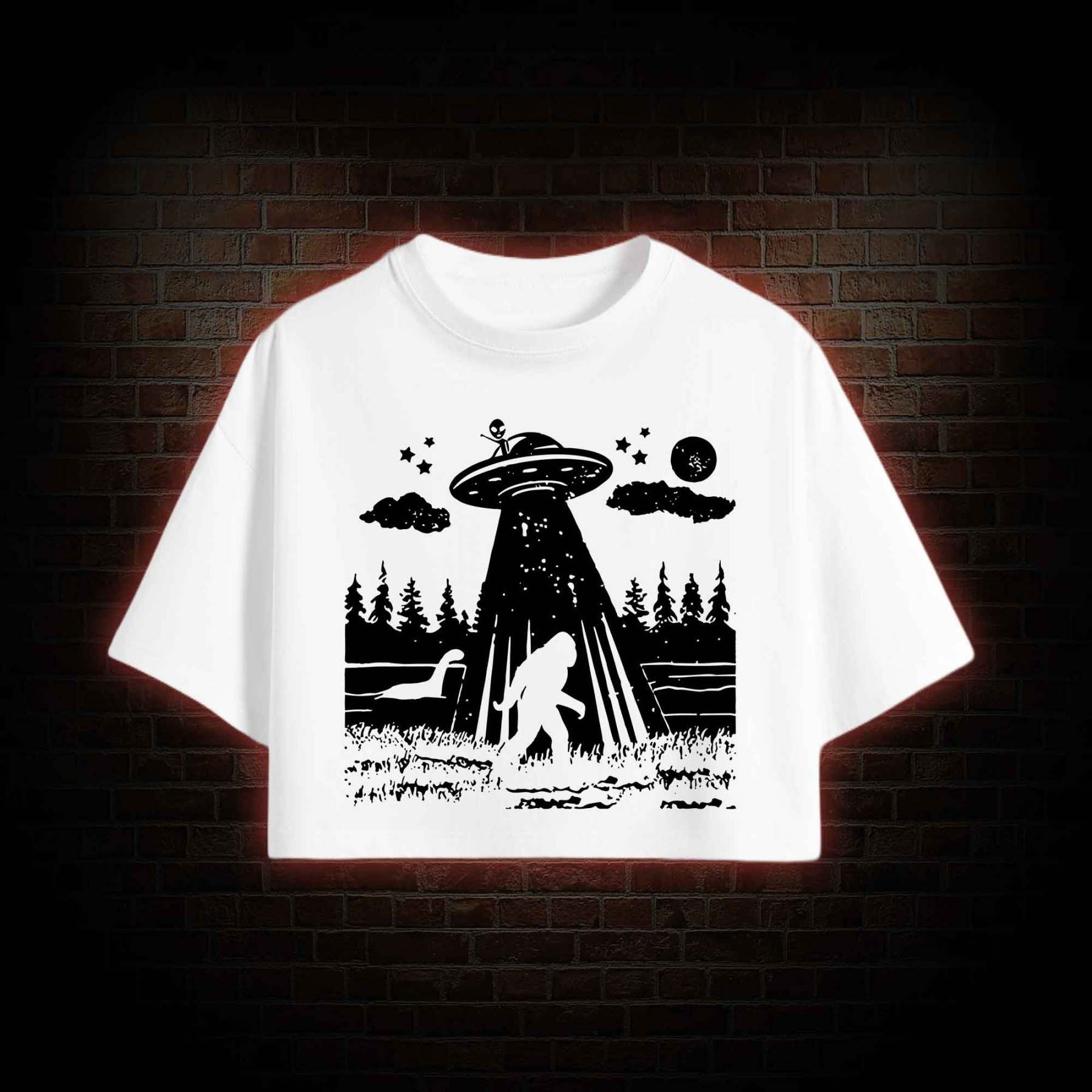 Bigfoot Sasquatch Alien UFO Loch Ness Monster Crop Top