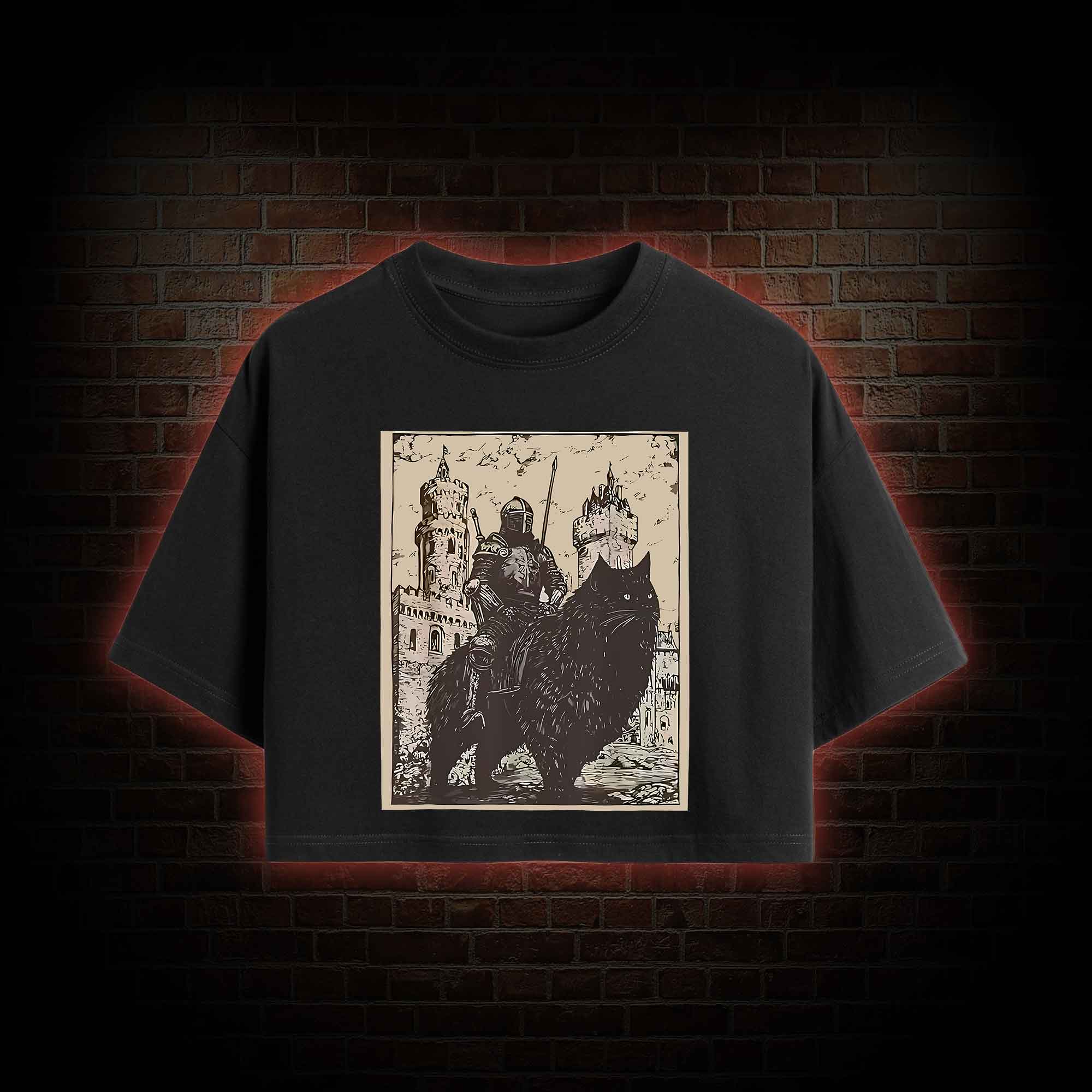 Knight Cat Rider Vintage Crop Top