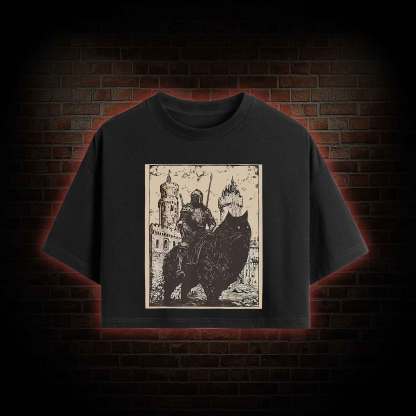 Knight Cat Rider Vintage Crop Top