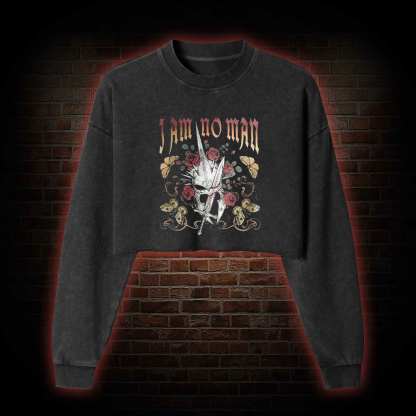 I am No Man Washed Cropped Sweatshirts