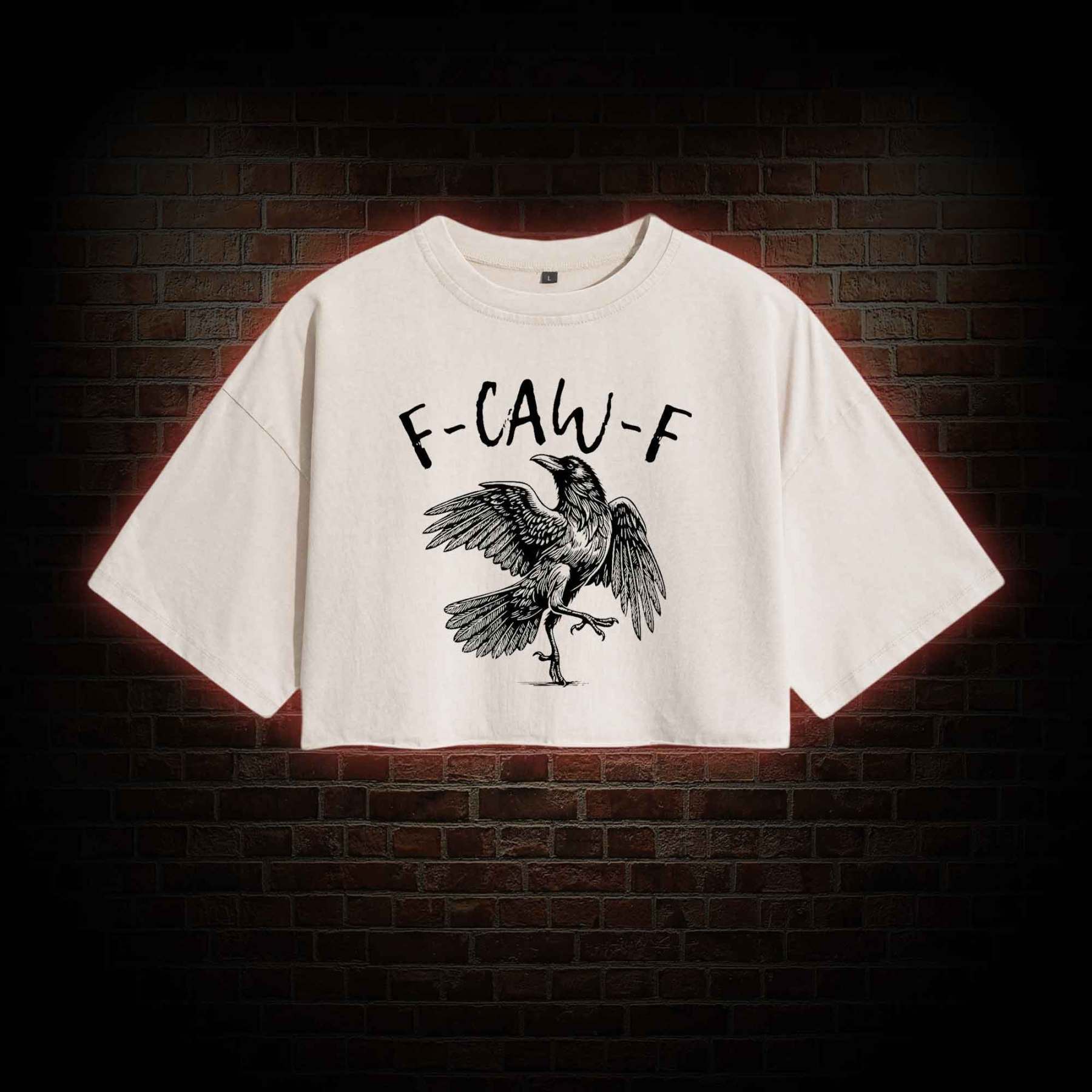 F-caw-f Funny Washed Cropped T-shirts