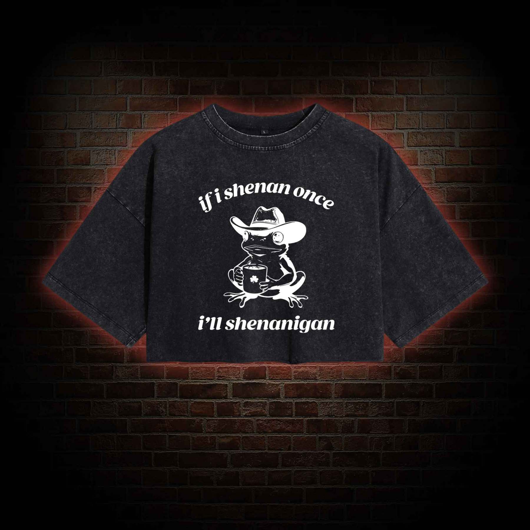 If I Shenan Once I'll Shenanigan Washed Cropped T-shirts