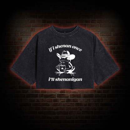 If I Shenan Once I'll Shenanigan Washed Cropped T-shirts