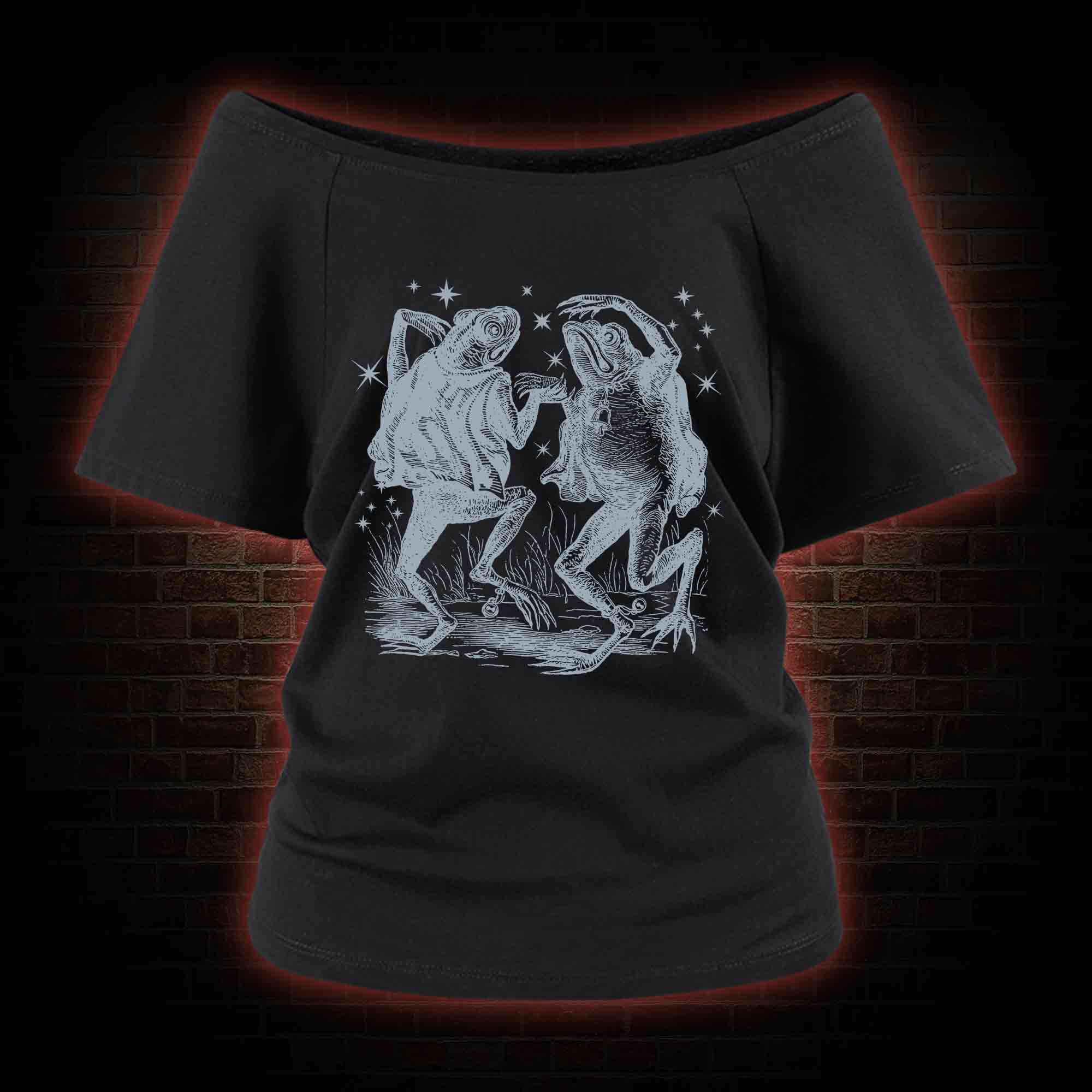 Dancing Frogs One-Shoulder T-Shirt