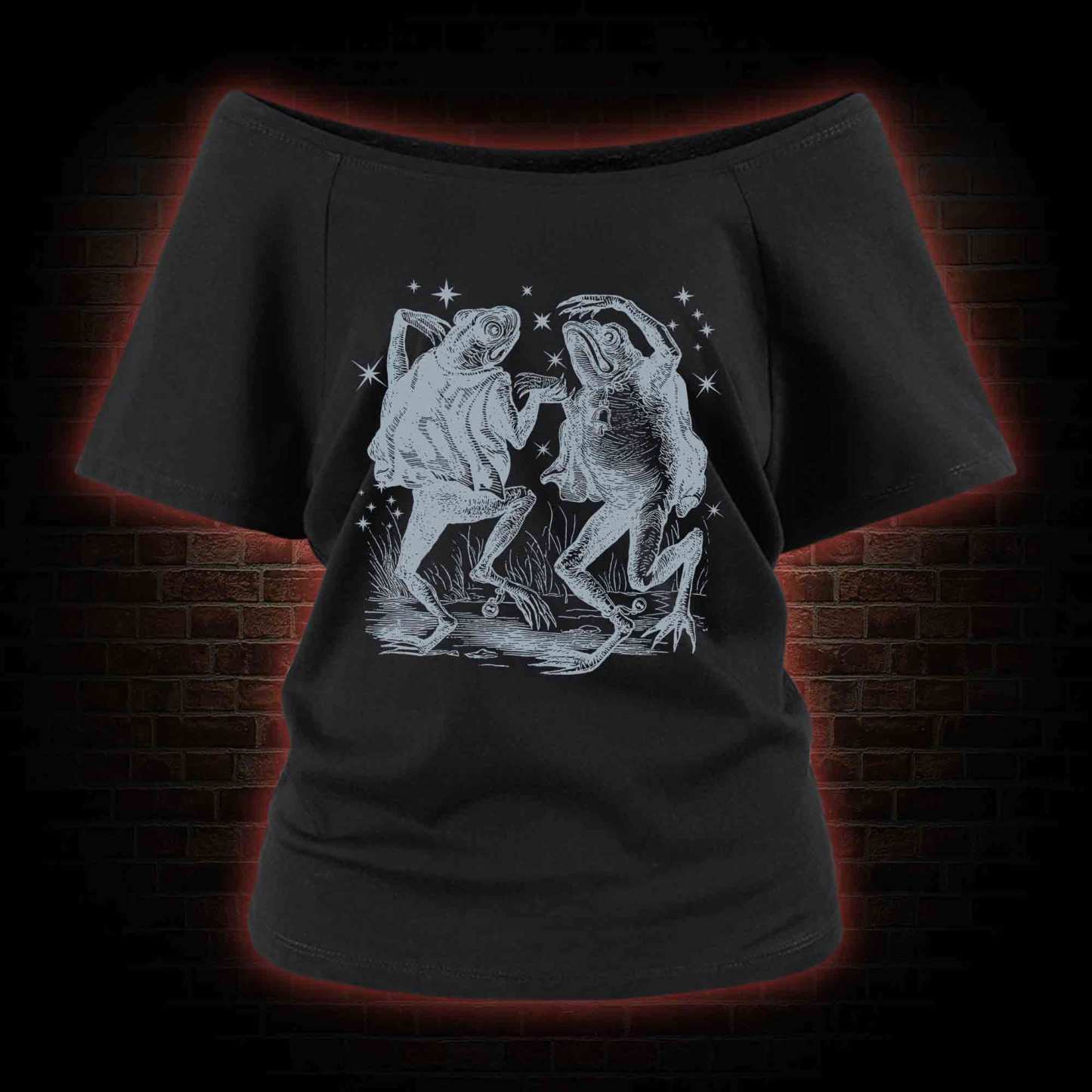 Dancing Frogs One-Shoulder T-Shirt