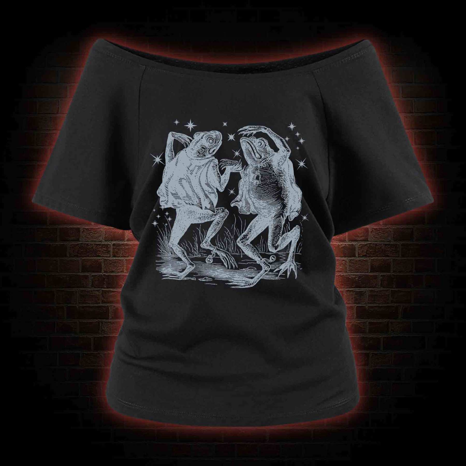 Dancing Frogs One-Shoulder T-Shirt