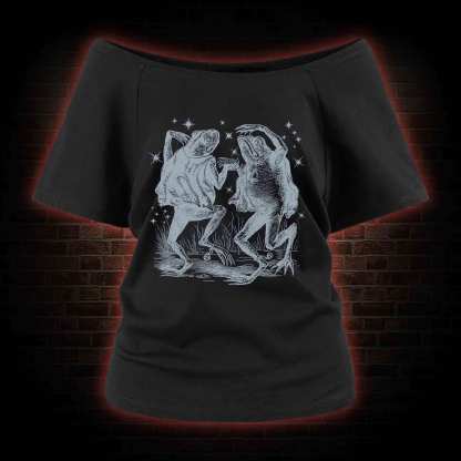 Dancing Frogs One-Shoulder T-Shirt