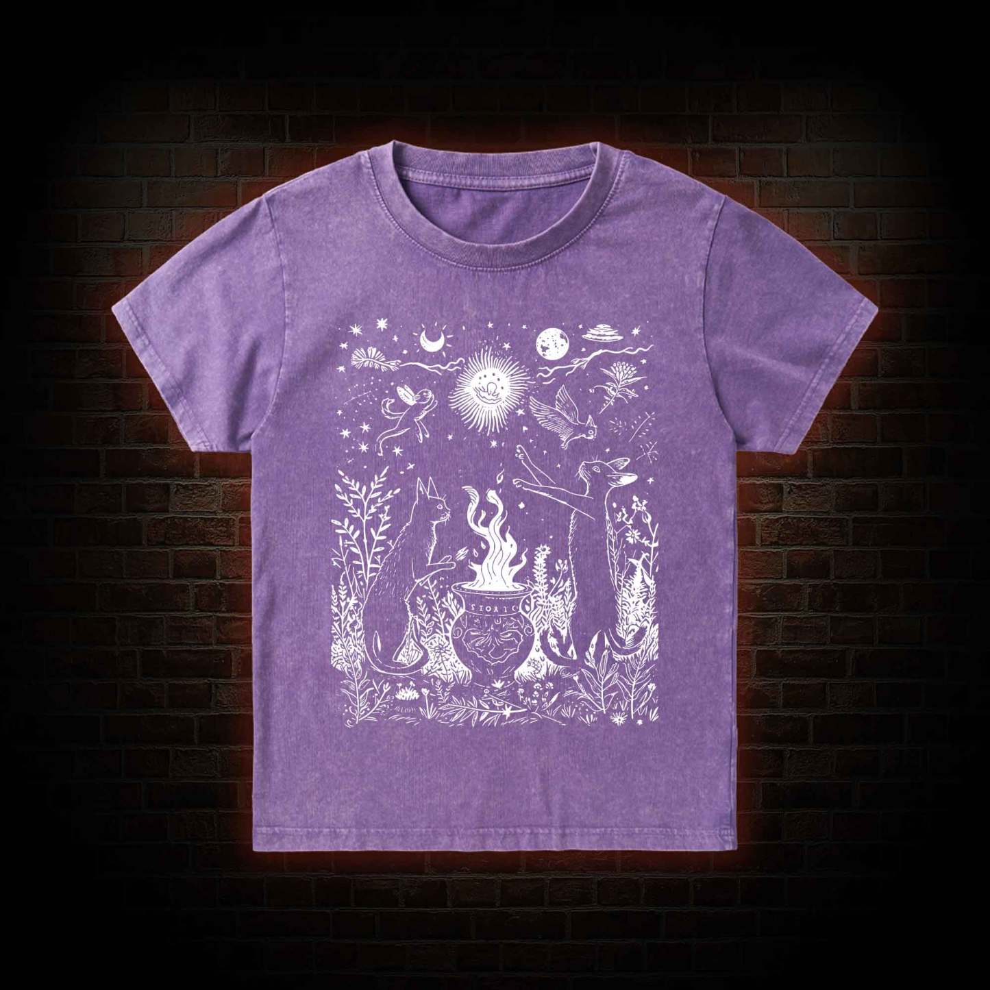 Celestial Cat Kid Washed T-Shirt