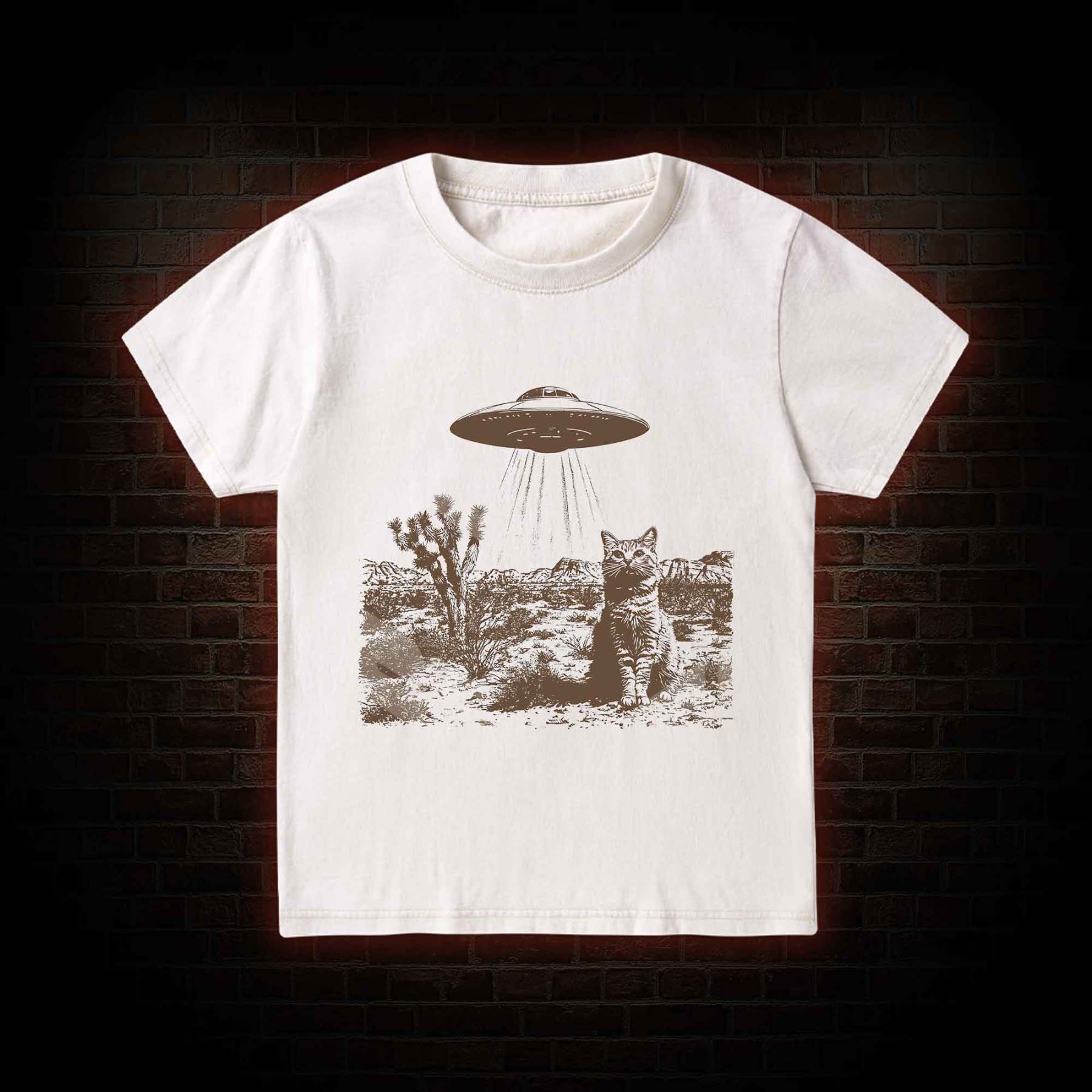 Ufo Cowboy Cat Kid Washed T-Shirt