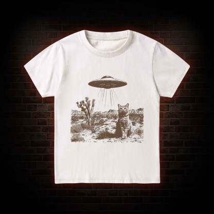 Ufo Cowboy Cat Kid Washed T-Shirt