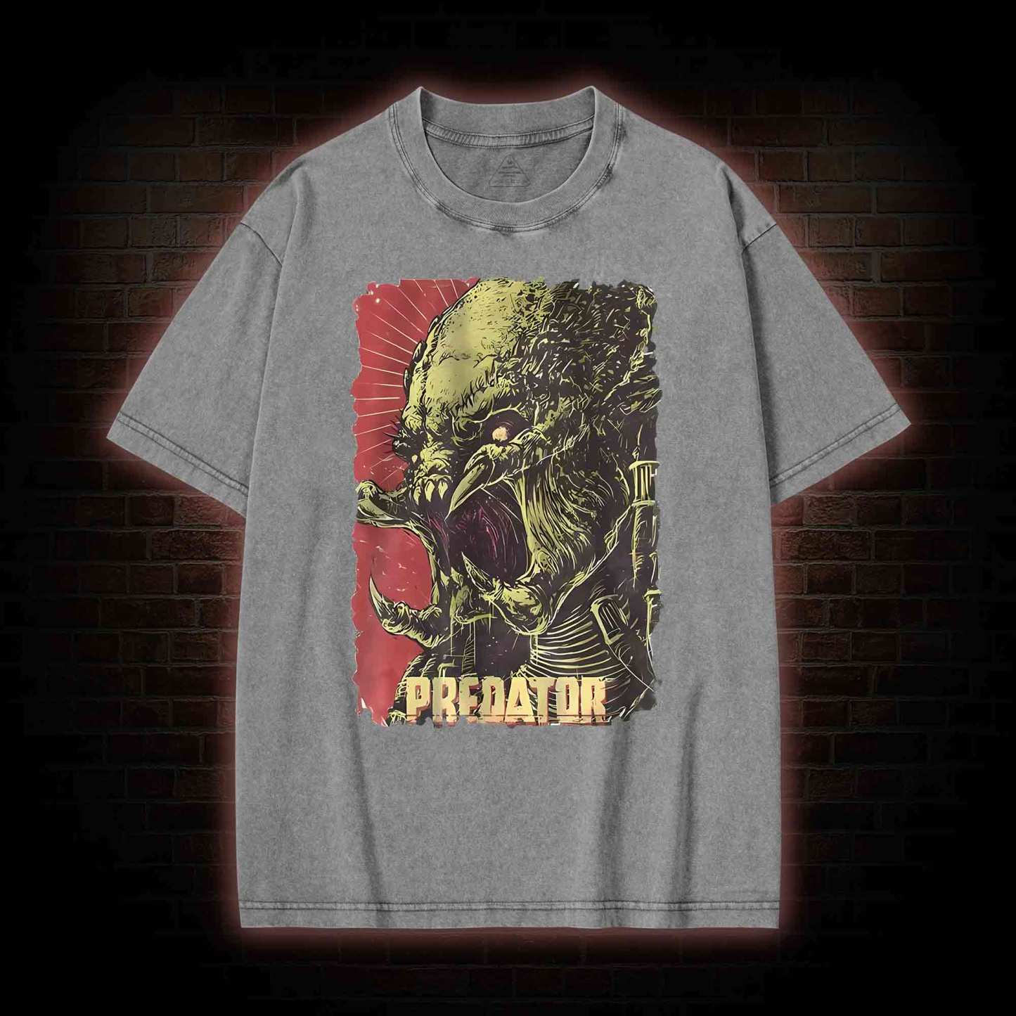 Alien Vs Alien Hunter Vintage Movie Washed T-shirt