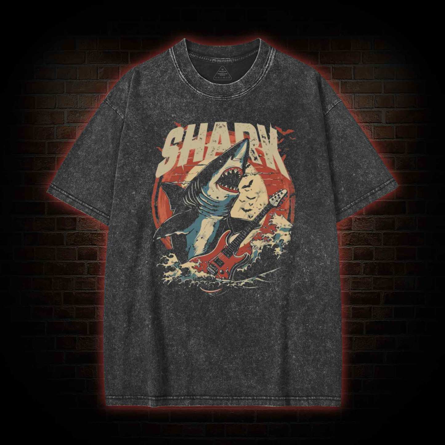 Guitarist Shark Washed T-shirt