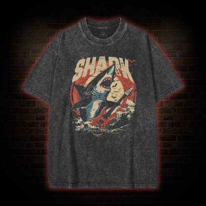Guitarist Shark Washed T-shirt