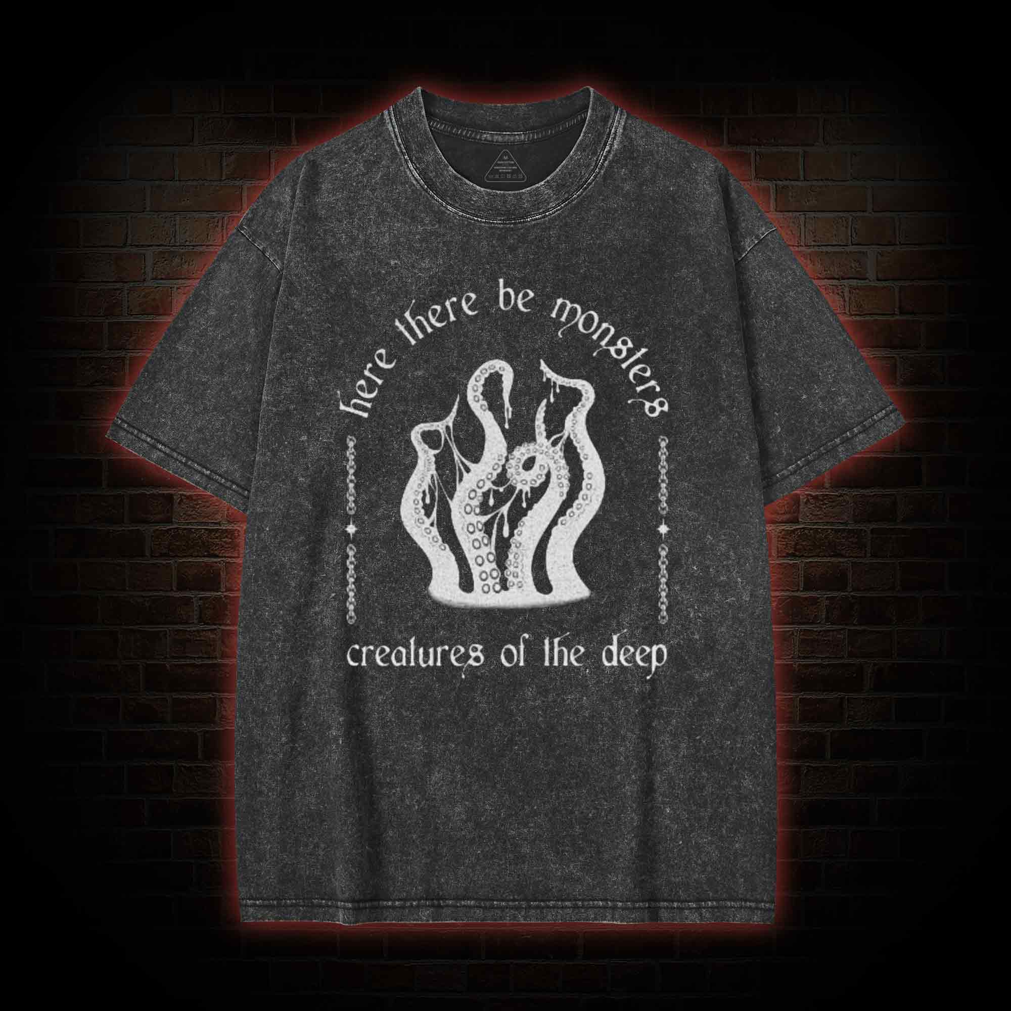 Here There be Monsters Washed T-shirt