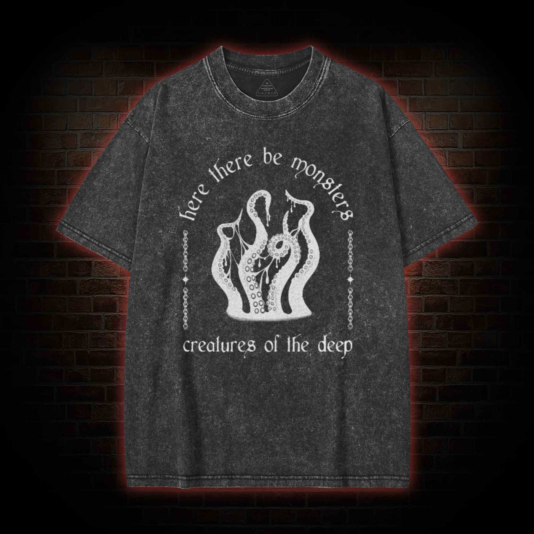 Here There be Monsters Washed T-shirt