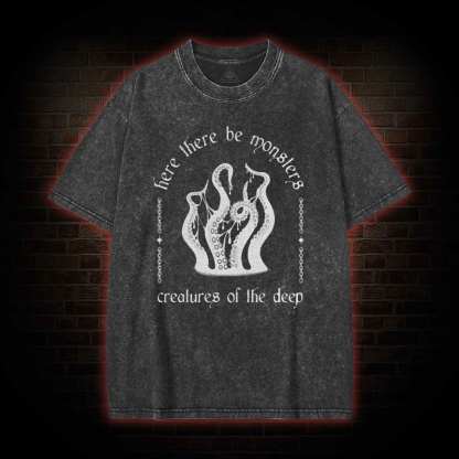 Here There be Monsters Washed T-shirt
