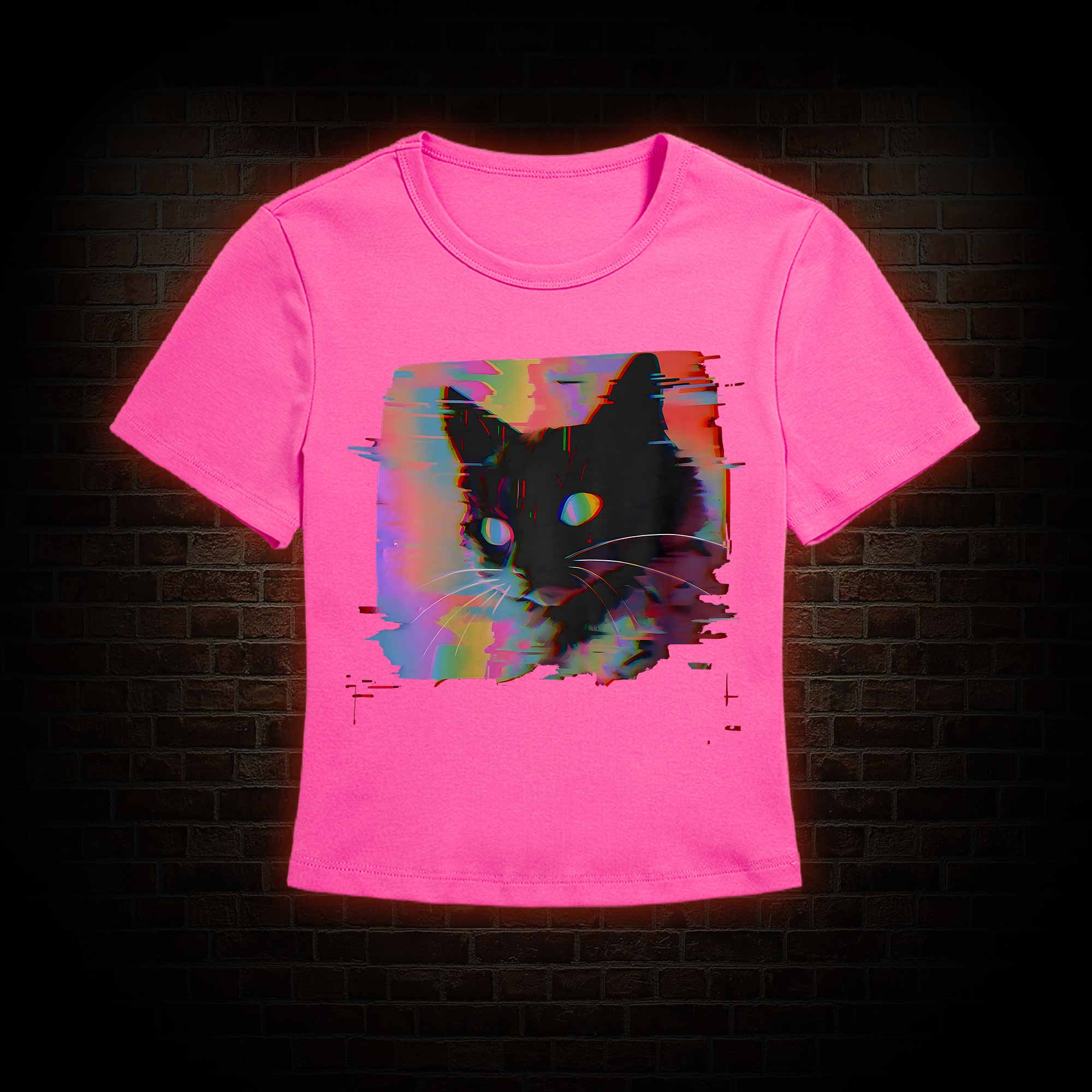 Psychedelic Weirdcore Cat Slim Fit T-Shirt