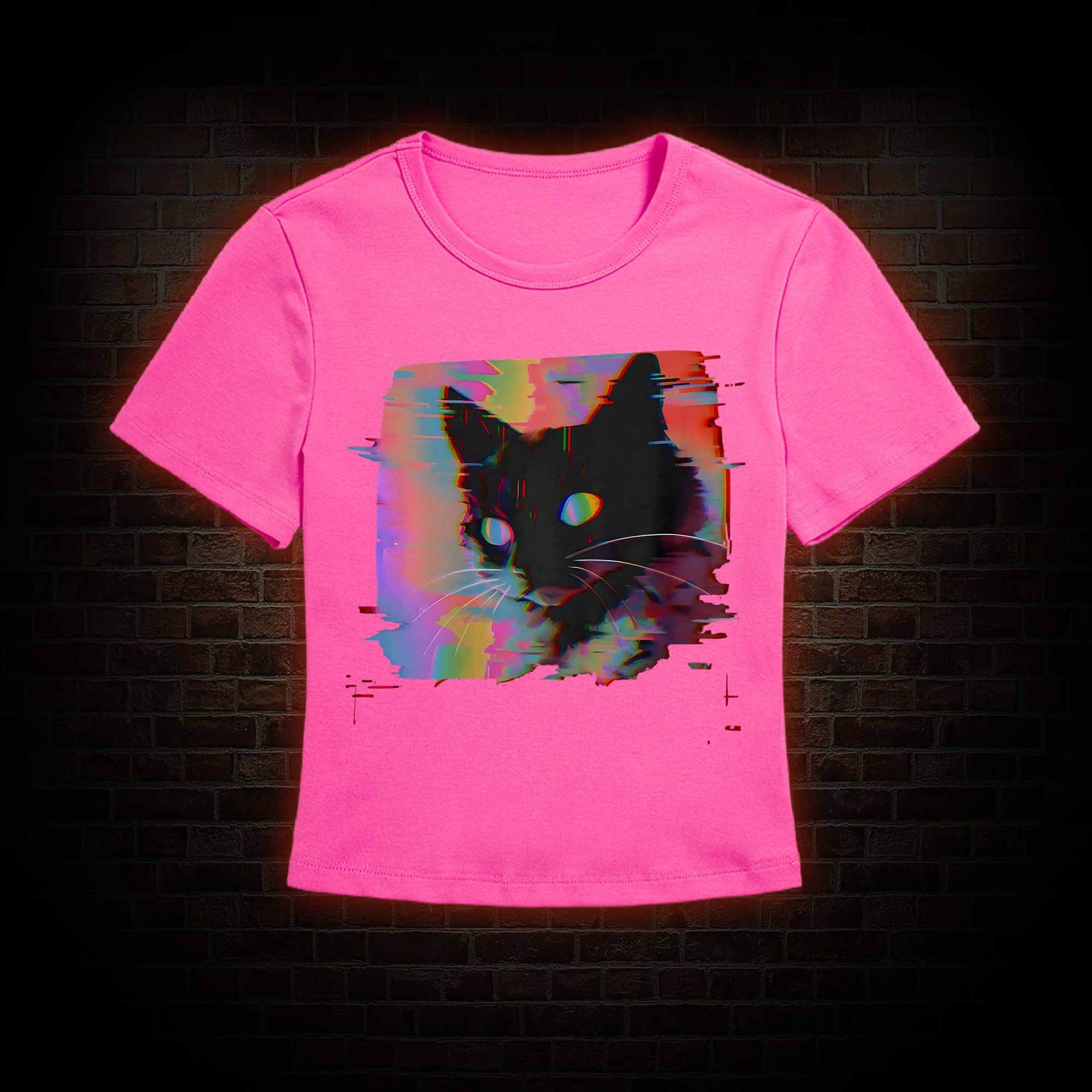 Psychedelic Weirdcore Cat Slim Fit T-Shirt