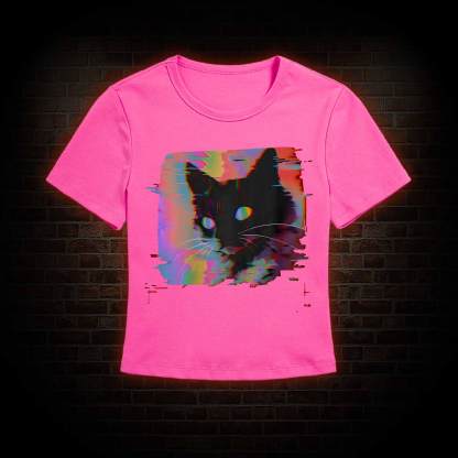 Psychedelic Weirdcore Cat Slim Fit T-Shirt