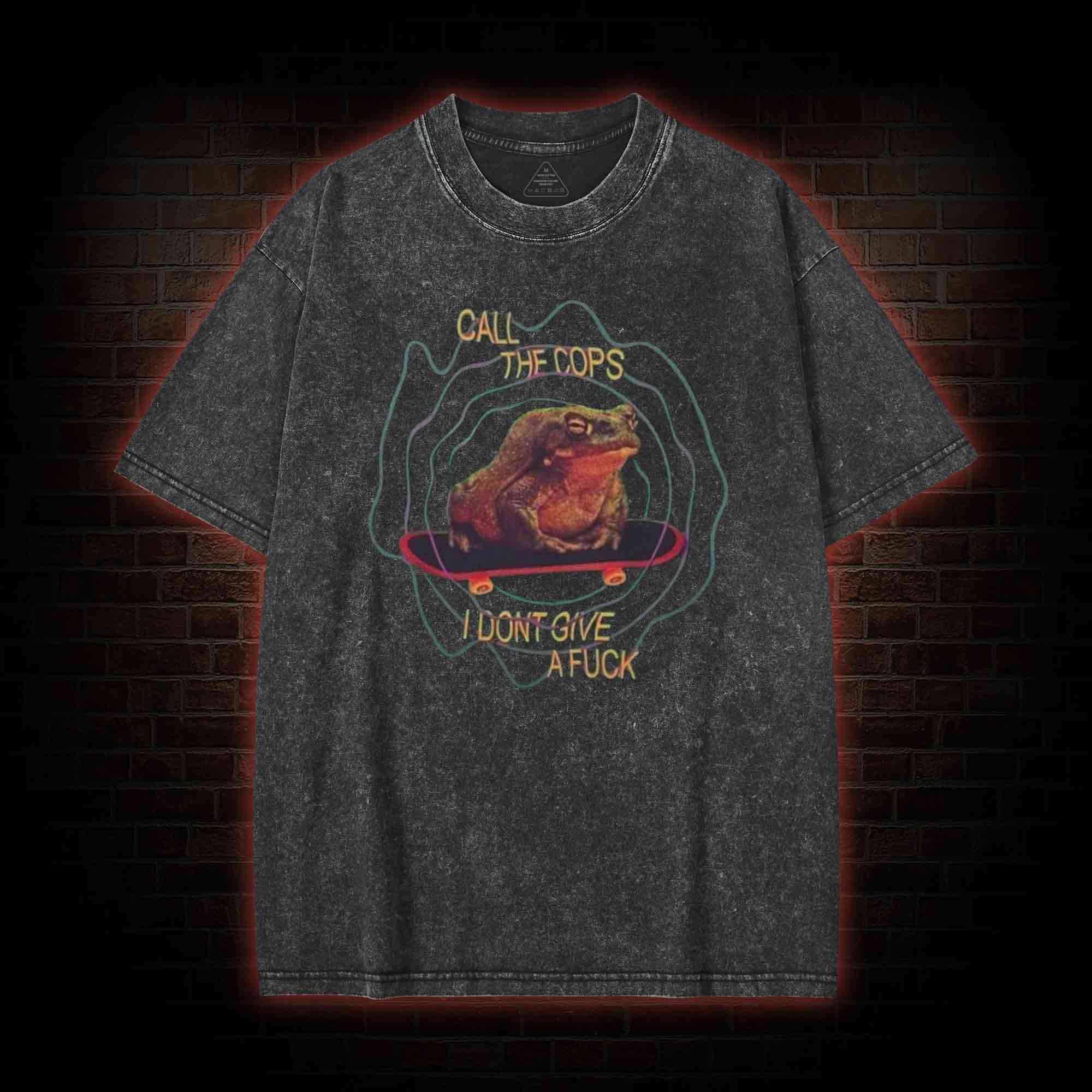 Retro Frog Meme Washed T-shirt