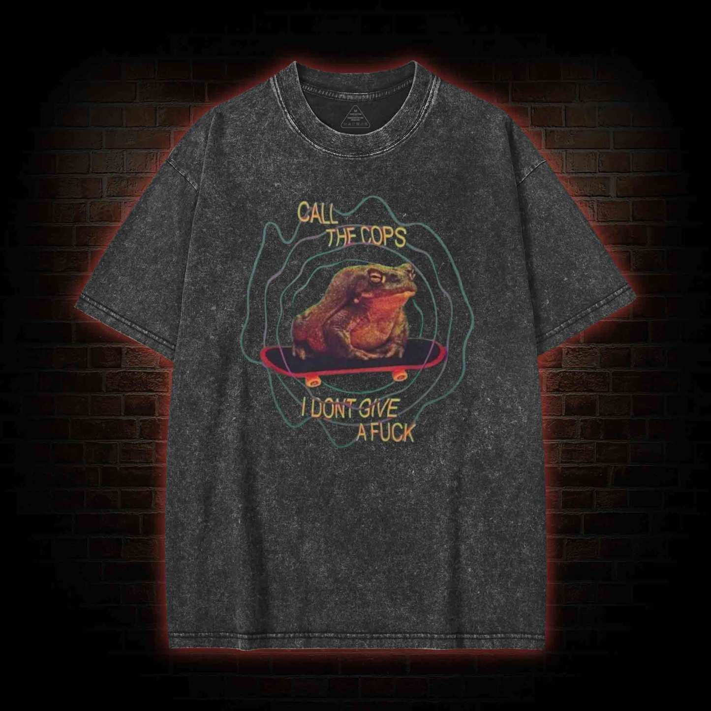 Retro Frog Meme Washed T-shirt