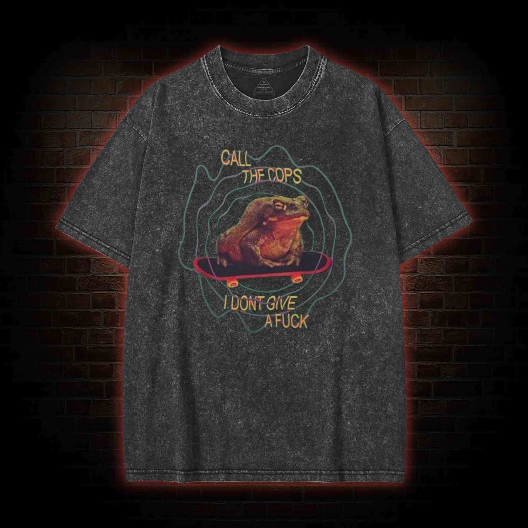 Retro Frog Meme Washed T-shirt