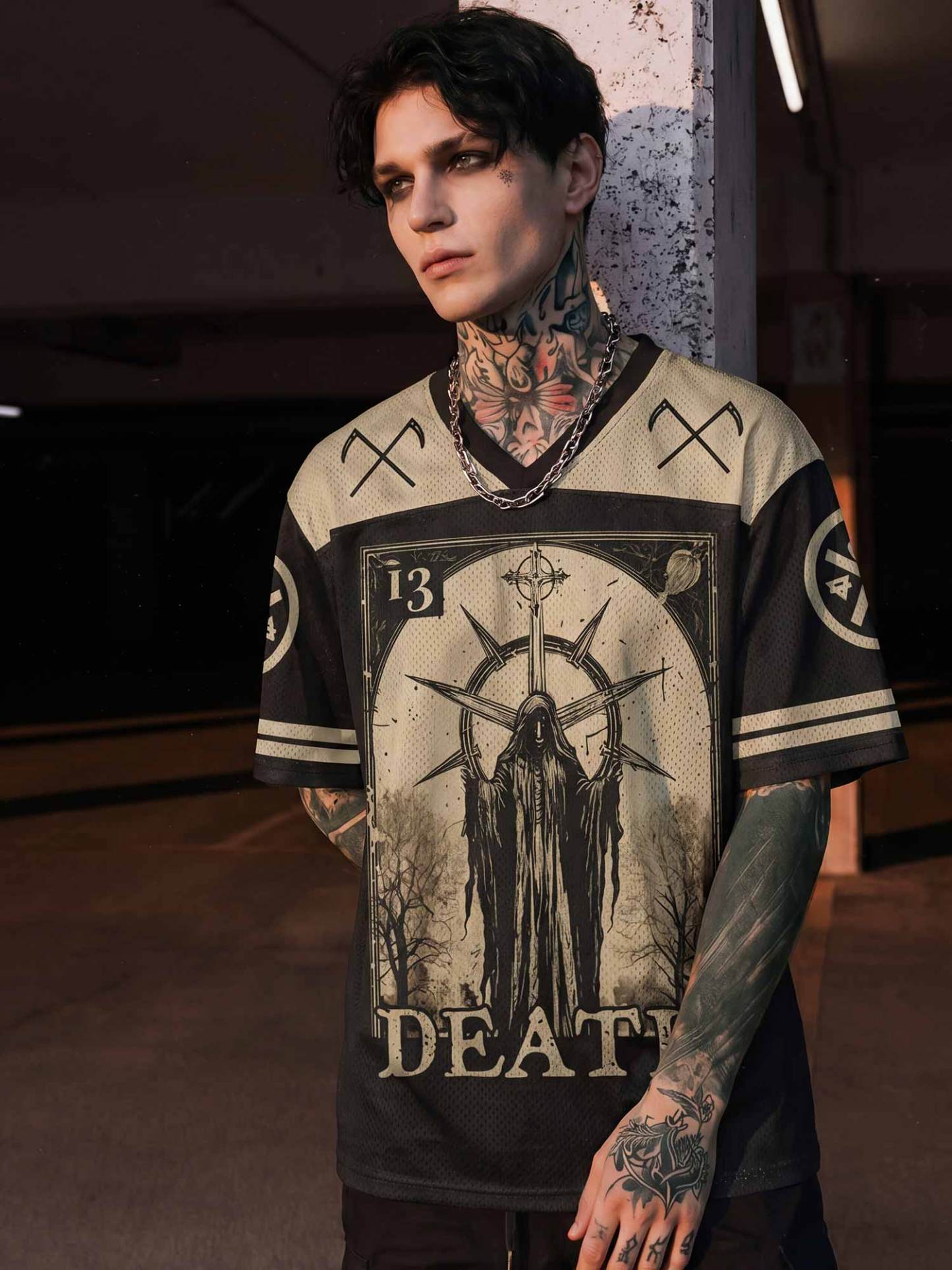 Death in Cloak Tarot Card Mesh Jersey