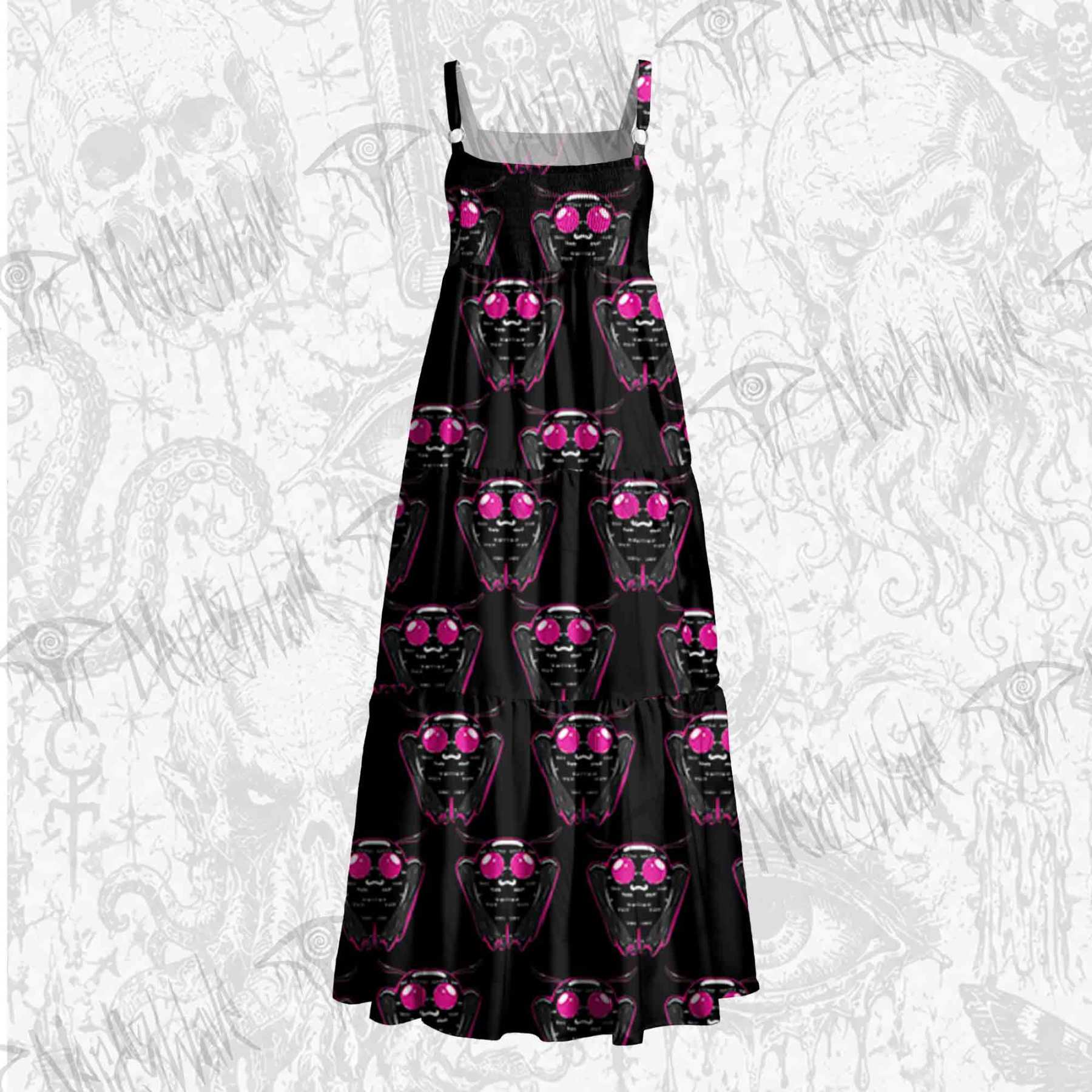 Neon Mothman Wide Straps Maxi Dress