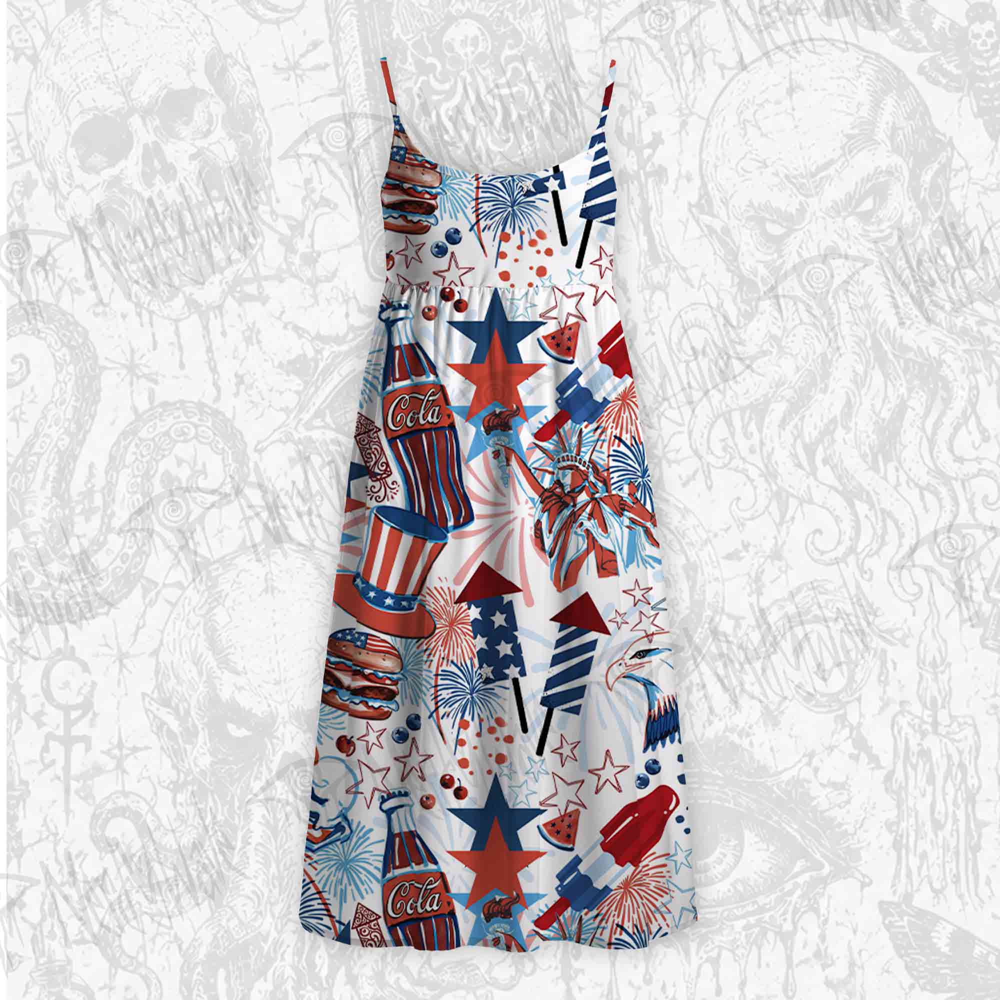 Fireworks & Burgers Strap Midi Sundress