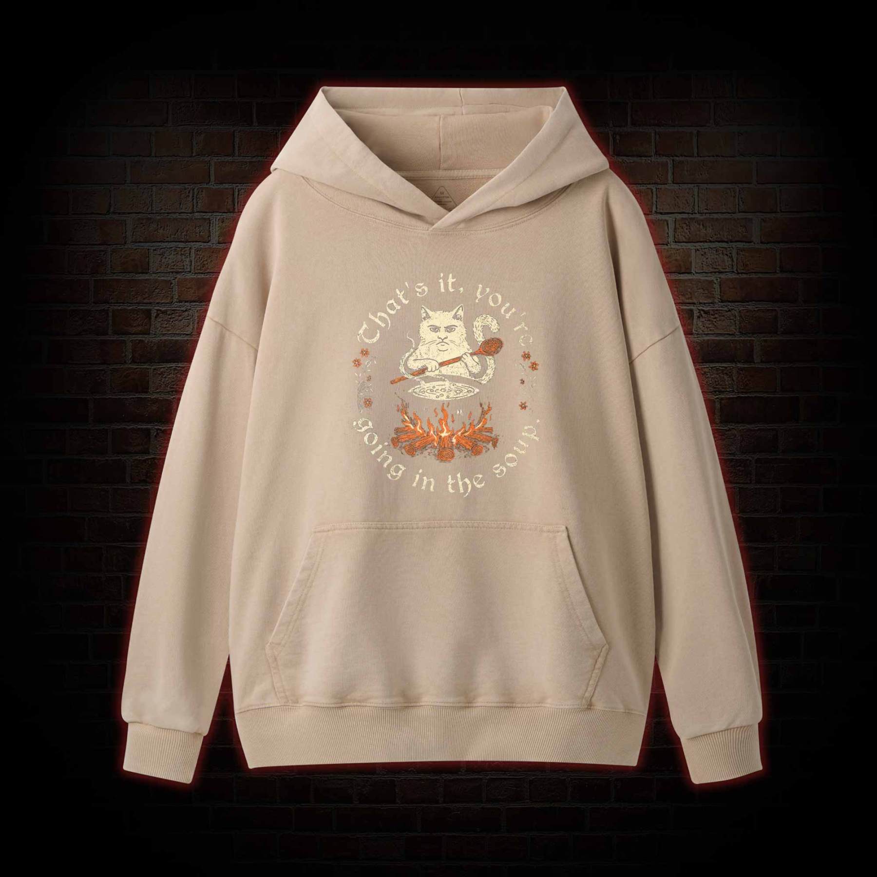 Weird Medieval Cat Washed Hoodie