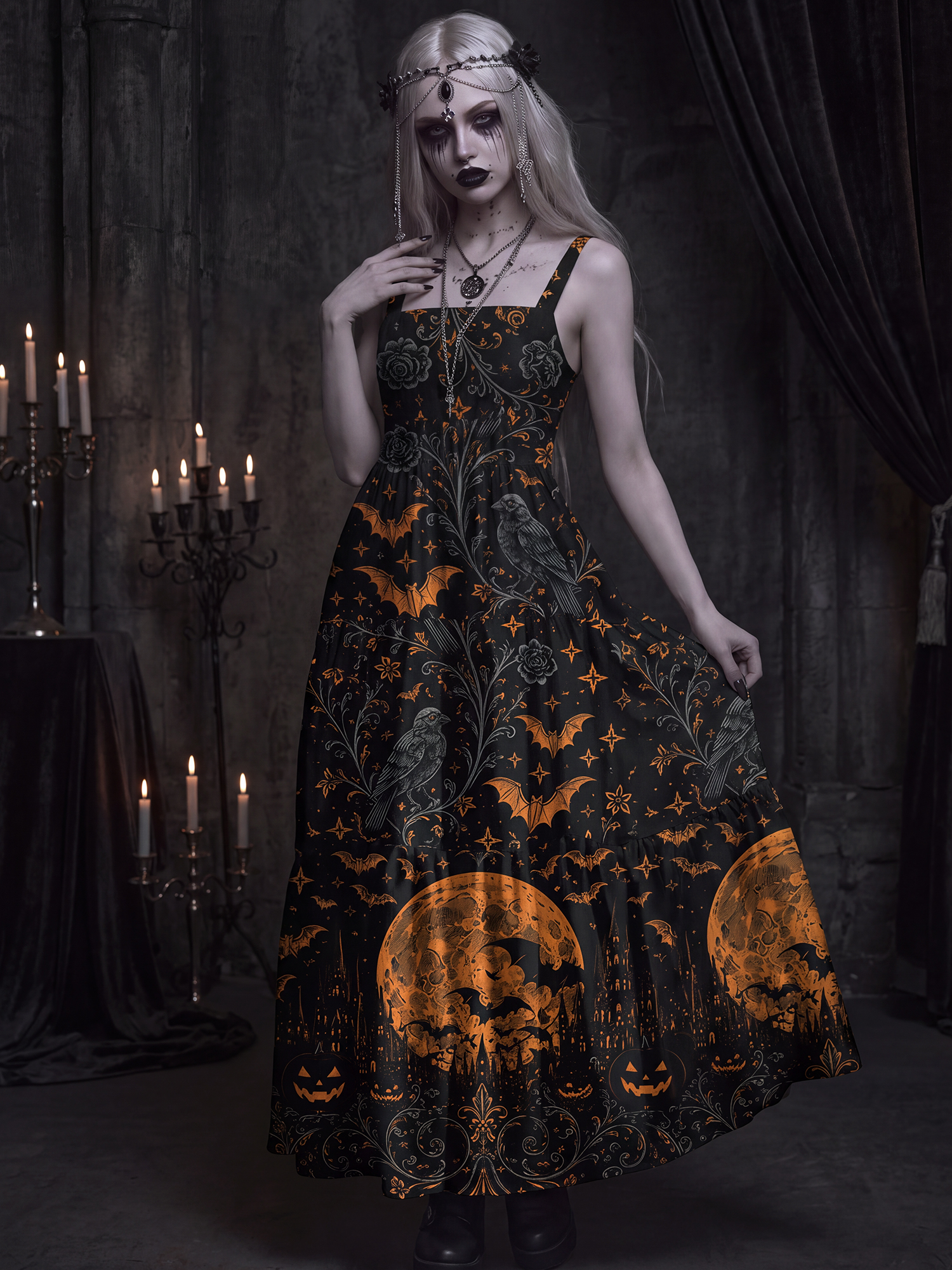 Raven Moon Wide Straps Maxi Dress