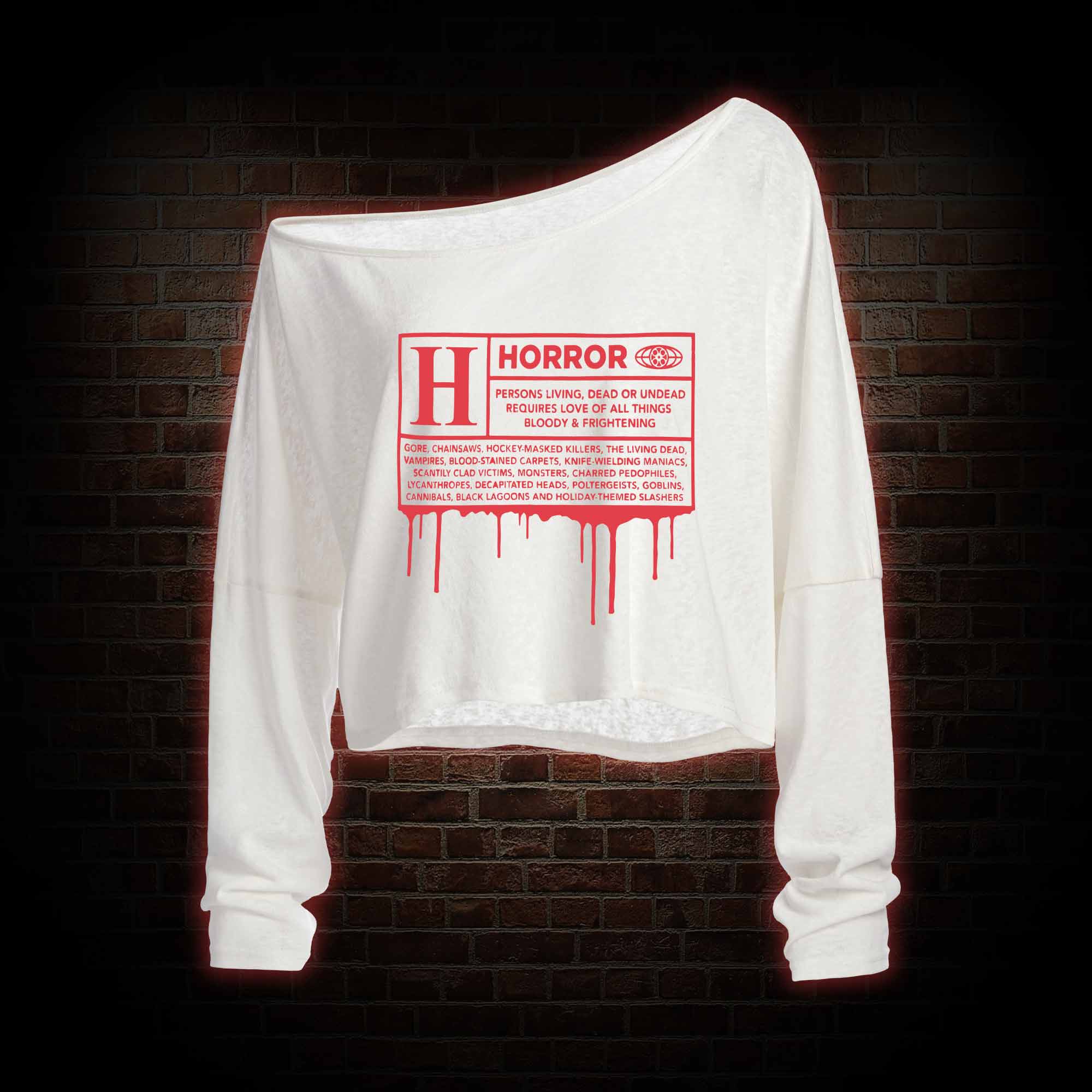 Horror Rating Off Shoulder Long Sleeve Top