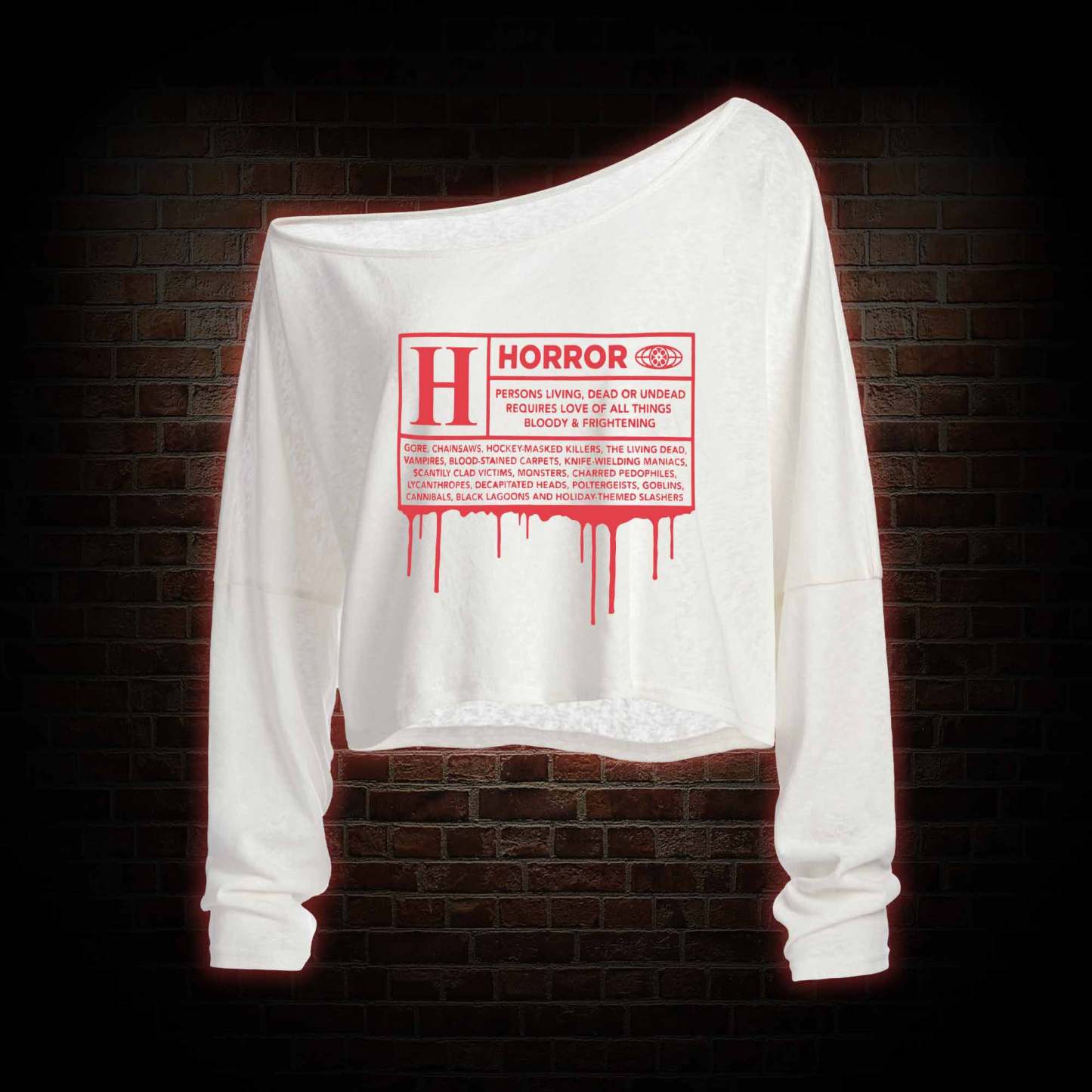 Horror Rating Off Shoulder Long Sleeve Top
