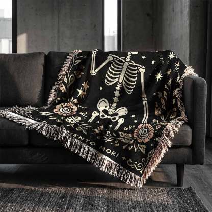 Memento Mori Woven Throw Blanket