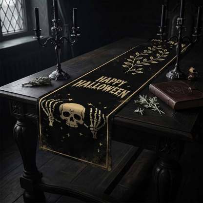 Happy Halloween Skull Table Runner