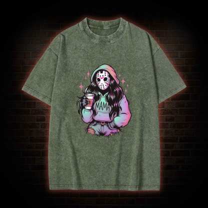 Halloween Horror Mama Washed T-shirt