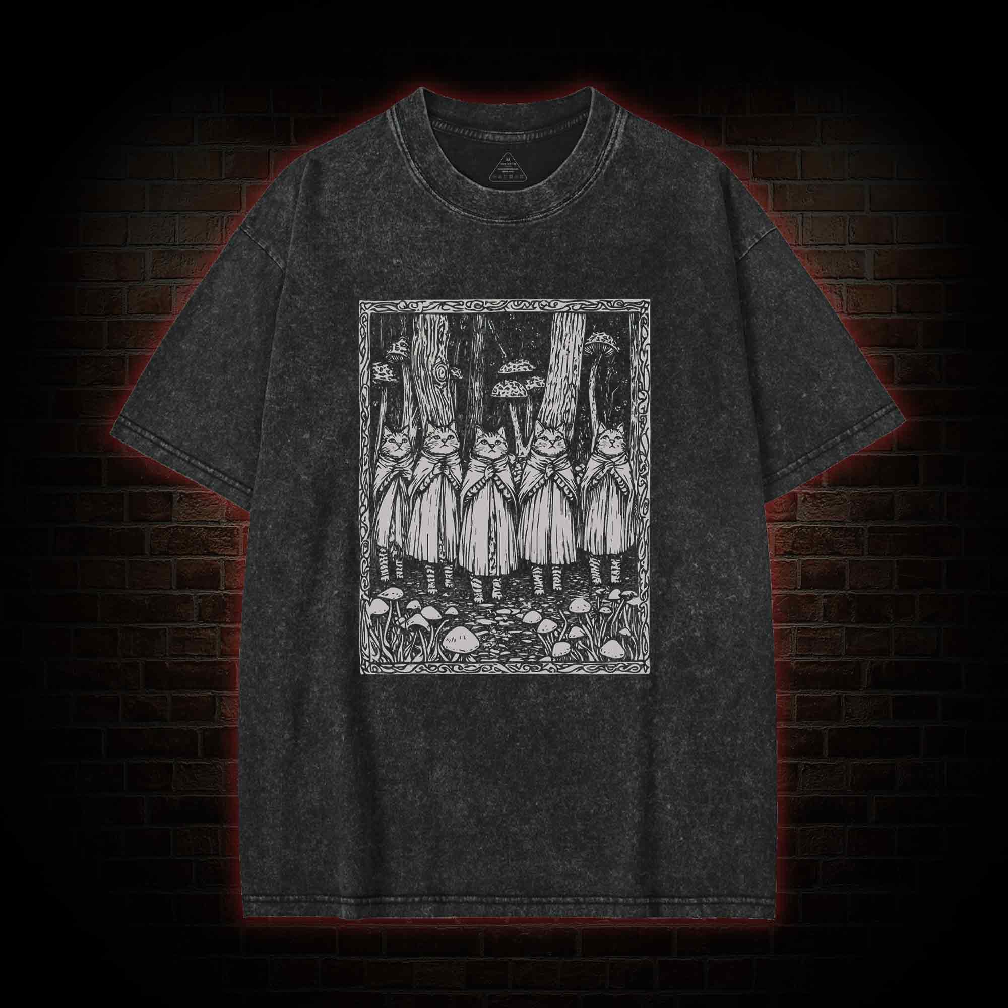 Coven of the Forest Cats Washed T-shirt