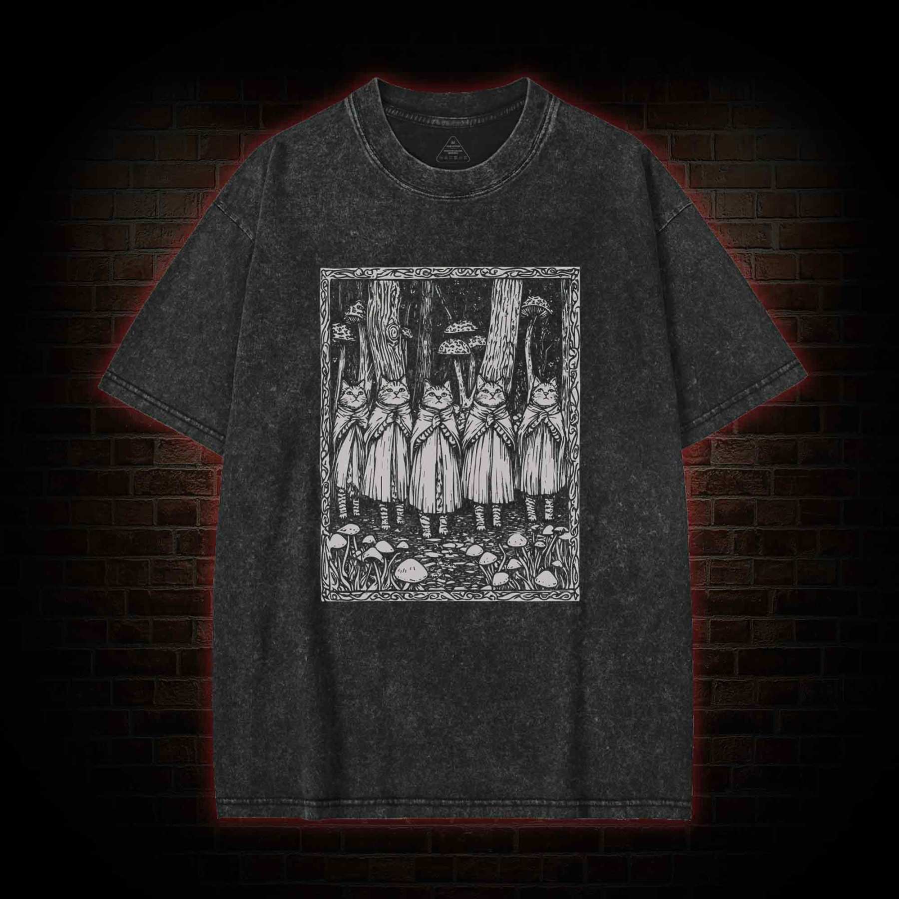 Coven of the Forest Cats Washed T-shirt
