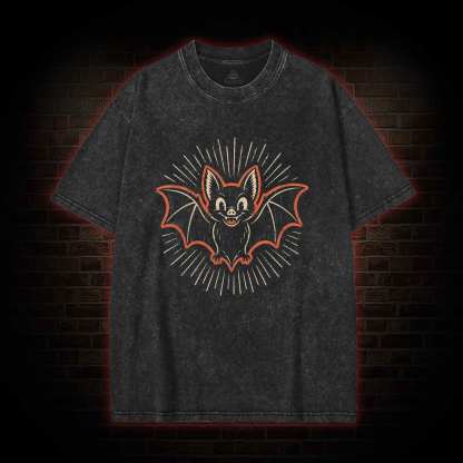 Vintage Cartoon Spooky Bat Washed T-shirt