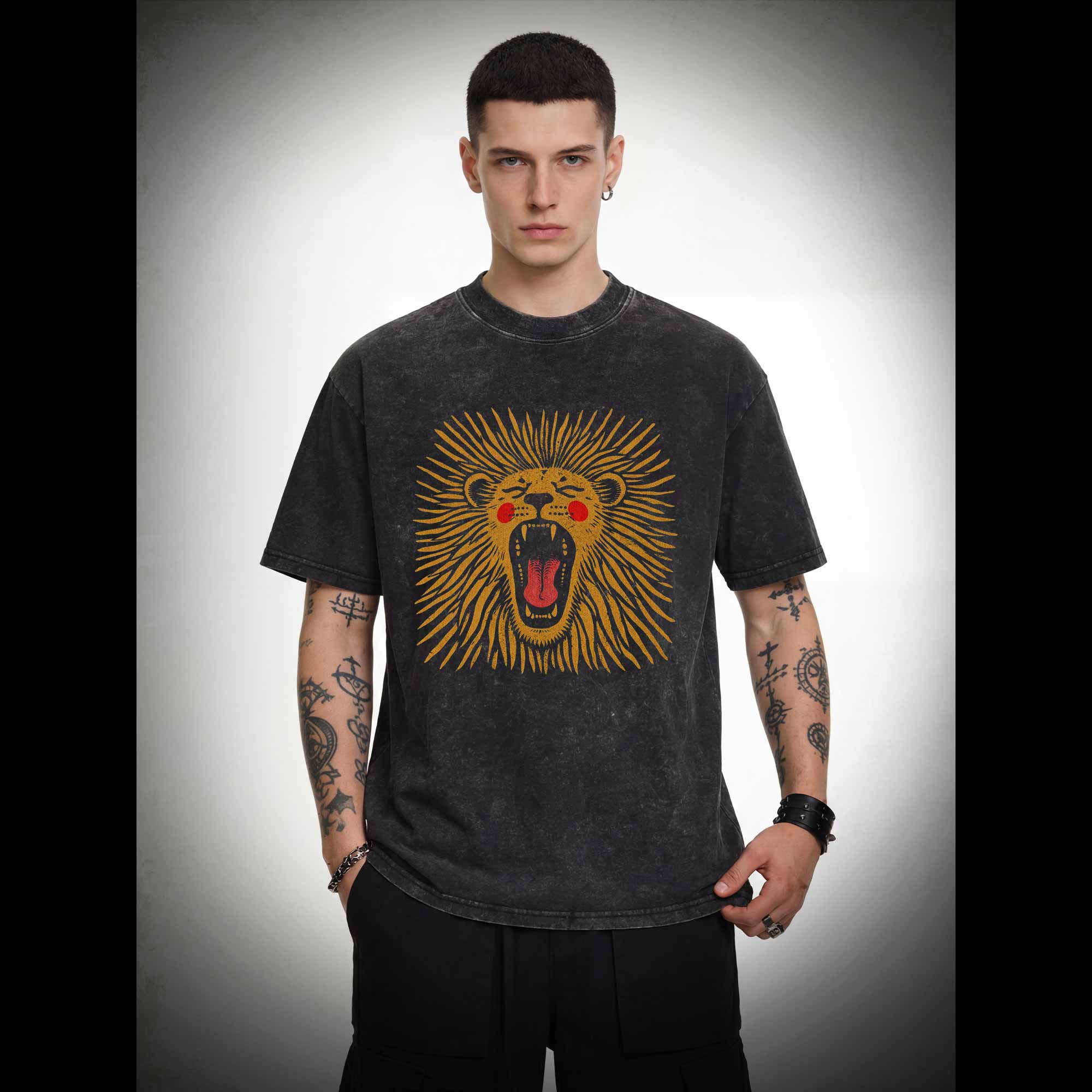 Vintage Boho Lion Washed T-shirt