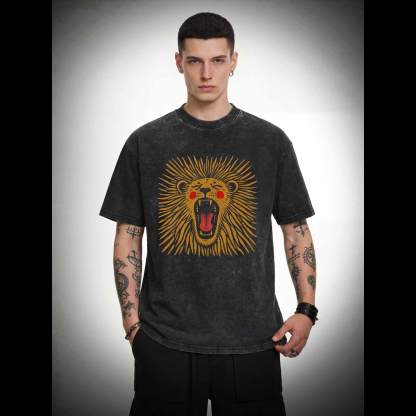 Vintage Boho Lion Washed T-shirt