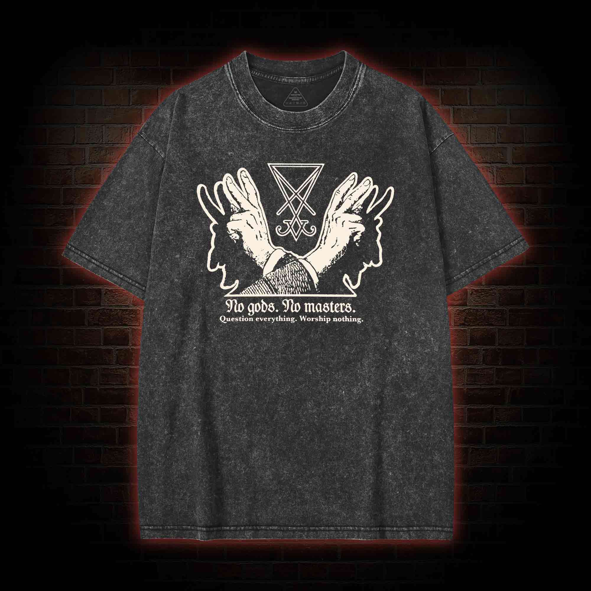 No Gods No Masters Sigil of Lucifer Washed T-shirt